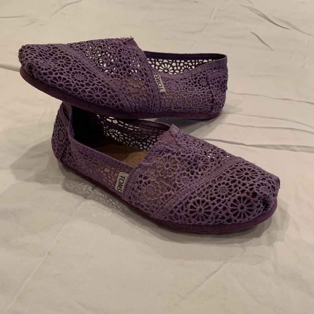 Purple Crocheted Toms- size 7.
